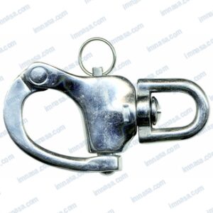 MOSQUETON RAPIDO FIJO INOX CON ANILLA CONICA
