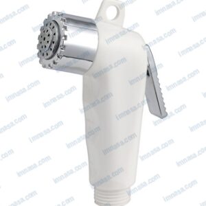 DUCHA BLANCA CON LEVA CROMADA