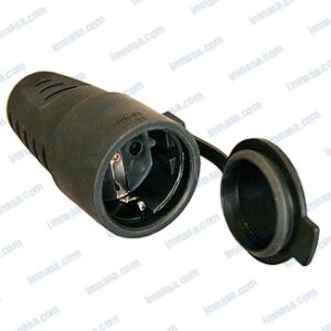 CLAVIJA ELEC GOMA HEMBRA NEGRA 3PIN IP44